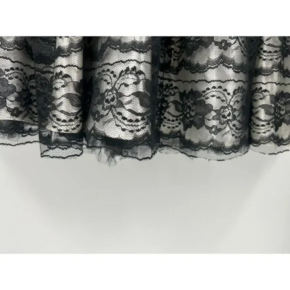 Vintage Y2K Jessica McClintock Gunne Sax Strapless Black White Lace Dress Sz 1 - Picture 2 of 6